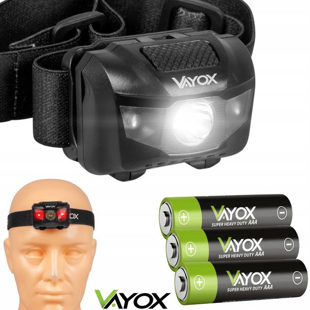 Latarka Czołowa Led Czołówka Na Baterie Z Czerwonym Światłem 100lm Vayox
