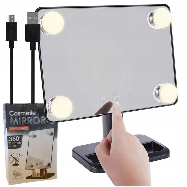 ﻿PODŚWIETLANE LUSTERKO KOSMETYCZNE DO MAKIJAŻU Zasilanie USB LED lustro do m