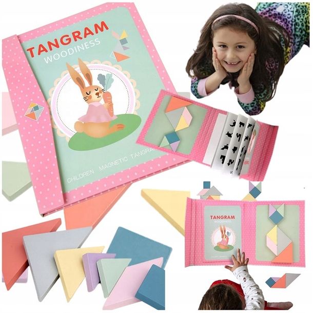 Tangram Klocki Magnetyczne Drewniana Układanka Xl