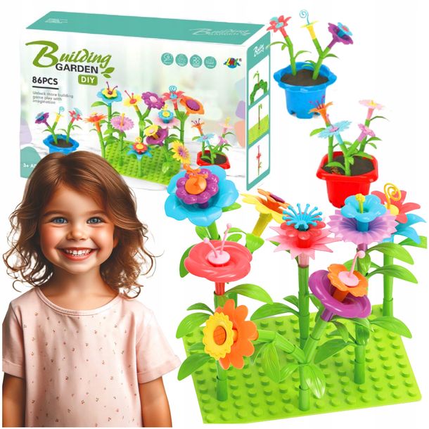 Zestaw Klocki Kwiatki Ogród Konstrukcyjne 86 El. Kwiaty Zabawa W Ogrodnika