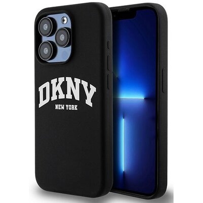 Oryginalne Etui IPHONE 13 PRO DKNY Hardcase Liquid Silicone White Printed Logo MagSafe (DKHMP13LSNYACH) czarne