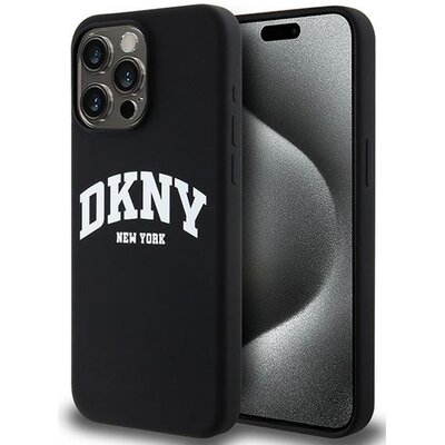 Oryginalne Etui IPHONE 14 PRO MAX DKNY Hardcase Liquid Silicone White Printed Logo MagSafe (DKHMP14XSNYACH) czarne