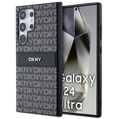 Oryginalne Etui SAMSUNG GALAXY S24 ULTRA DKNY Hardcase Leather Mono Stripe & Metal Logo (DKHCS24LPRTHSLK) czarne