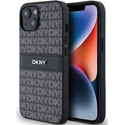 Oryginalne Etui IPHONE 13 / 14 / 15 DKNY Hardcase Leather Mono Stripe & Metal Logo (DKHCP14SPRTHSLK) czarne
