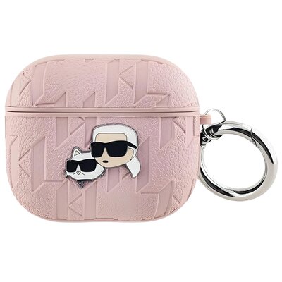 Etui na słuchawki KARL LAGERFELD Monogram Karl & Choupette Head do Apple AirPods 3 Różowy