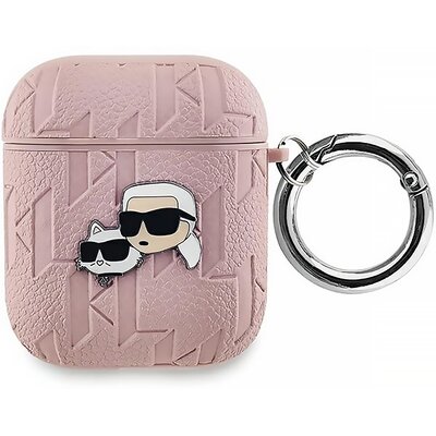 Karl Lagerfeld KLA2PGKCPP AirPods 1/2 cover różowy/pink Monogram Karl & Choupette Head
