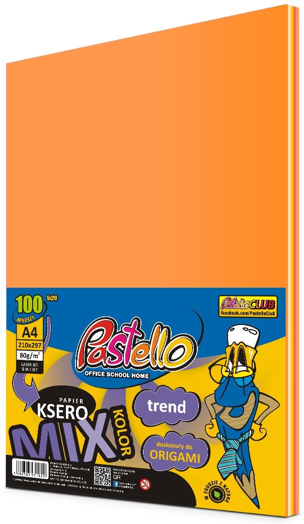 Papier Ksero Pomarańczowy MIX A4 100 Ark Pastello