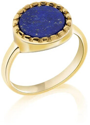 Lapis Lazuli Pierścionek Srebrny Pozłacany