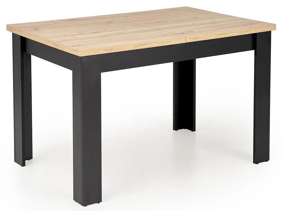 Klasyczny stół rozkładany dąb artisan + czarny- Emio