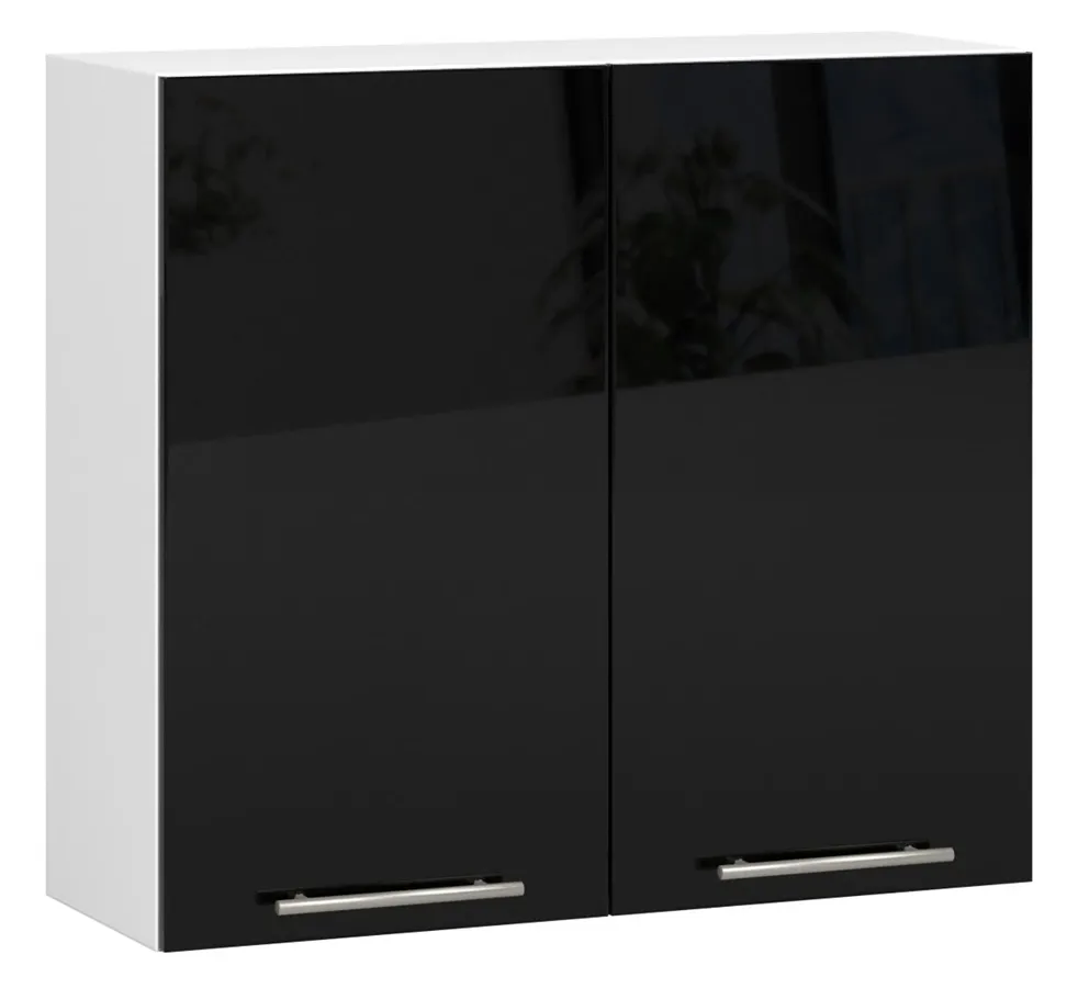 Czarna wisząca szafka do kuchni z półkami H6-Z46