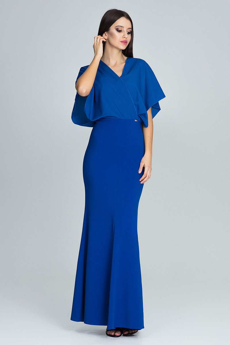 Elegancka SUKIENKA maxi | luźna góra dopasowany dół | Niebieska M