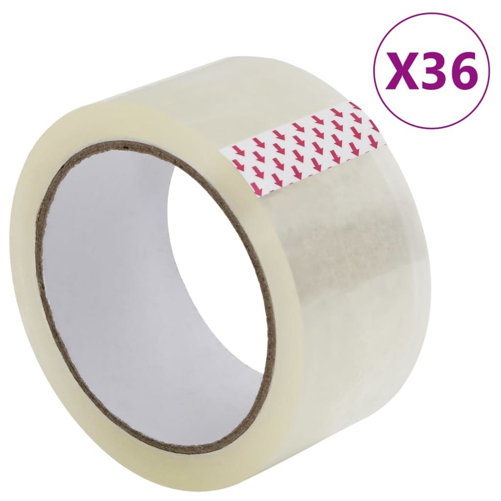 vidaXL Taśma pakowa, 36 rolek, przezroczysta, 48 mm x 66 m