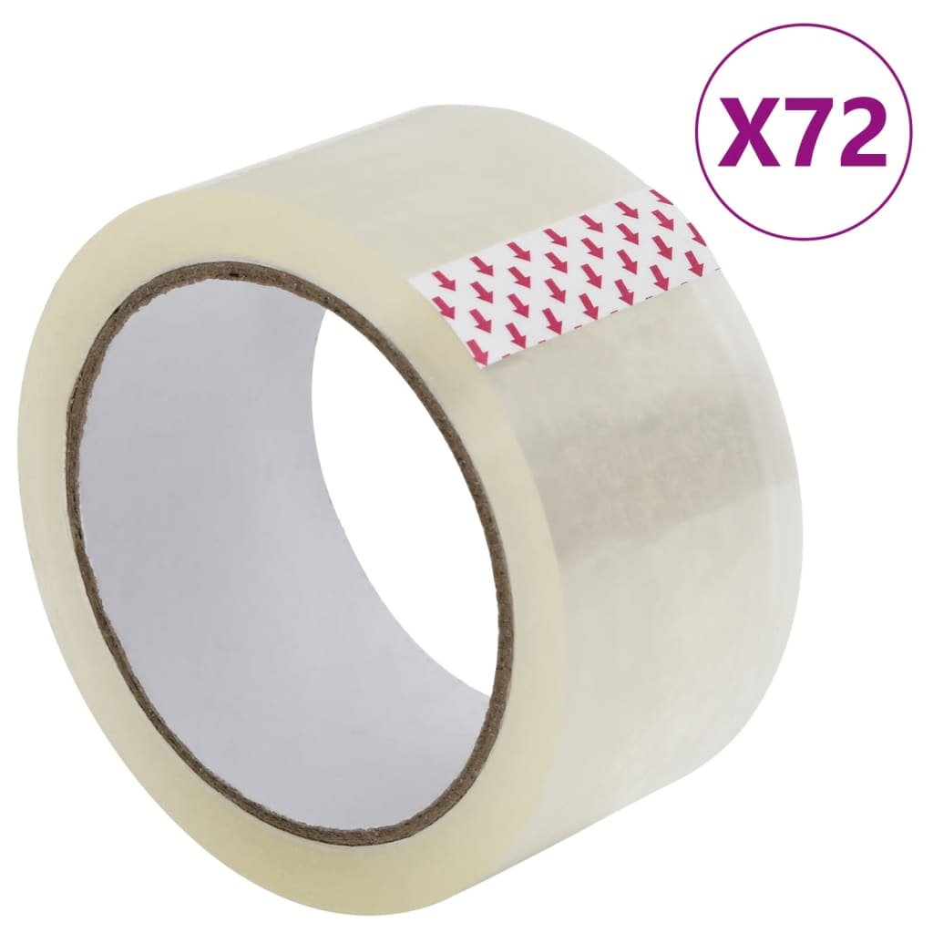 vidaXL Taśma pakowa, 72 rolki, przezroczysta, 48 mm x 66 m