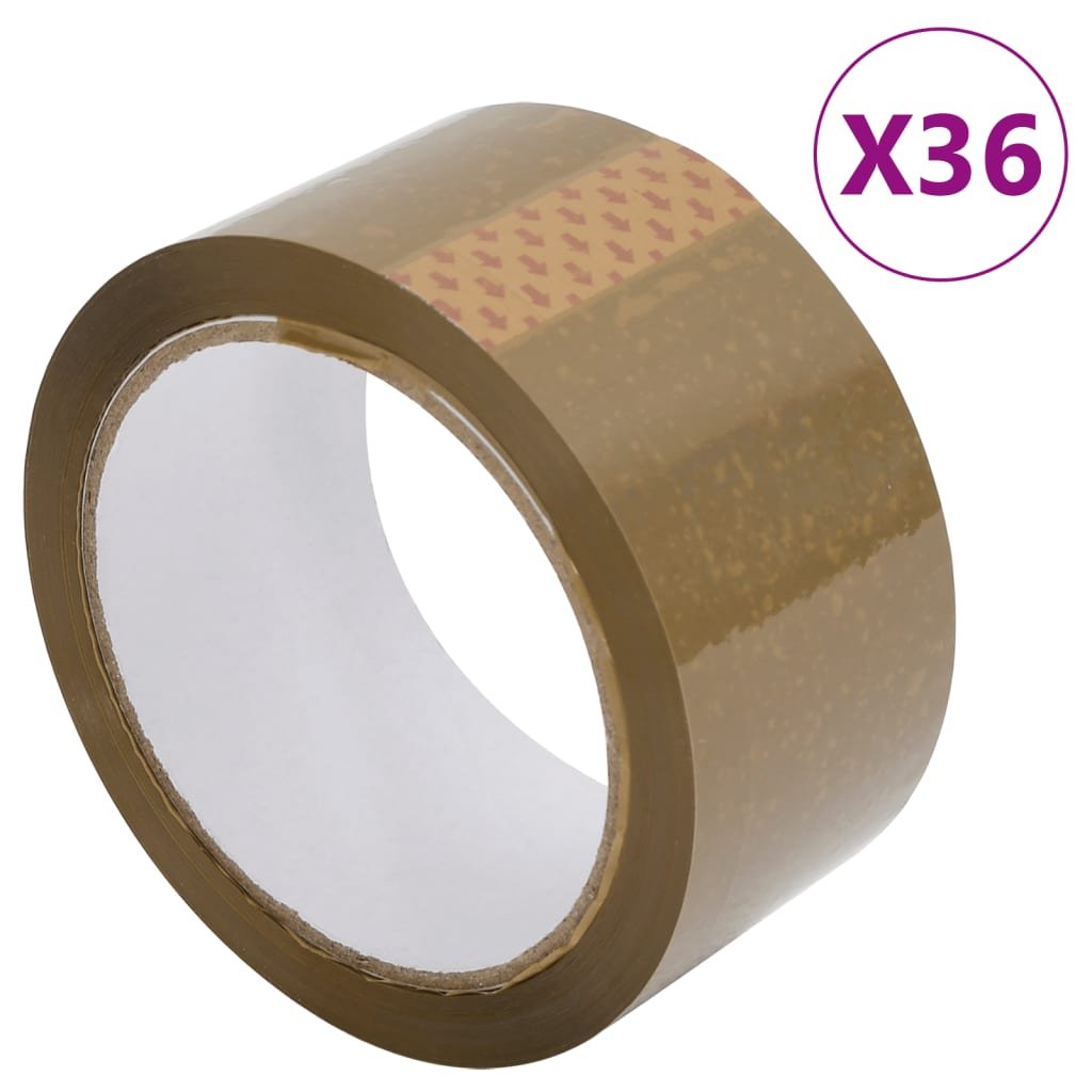 vidaXL Taśma pakowa, 36 rolek, brązowa, 48 mm x 66 m