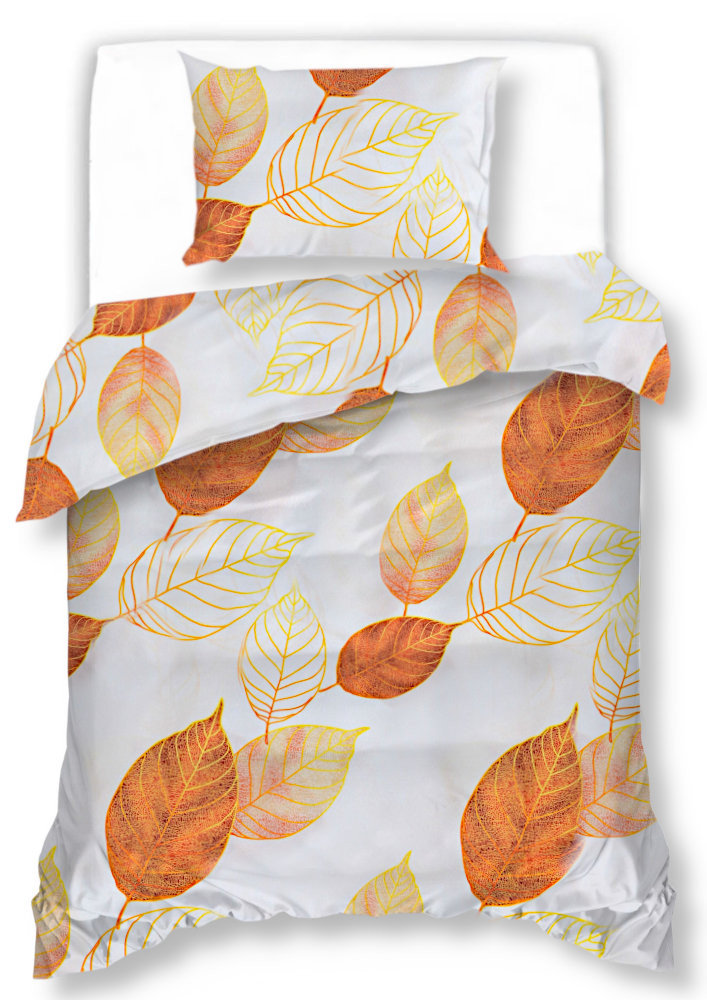 Pościel Satynowa 140X200 Złote Liście 2453