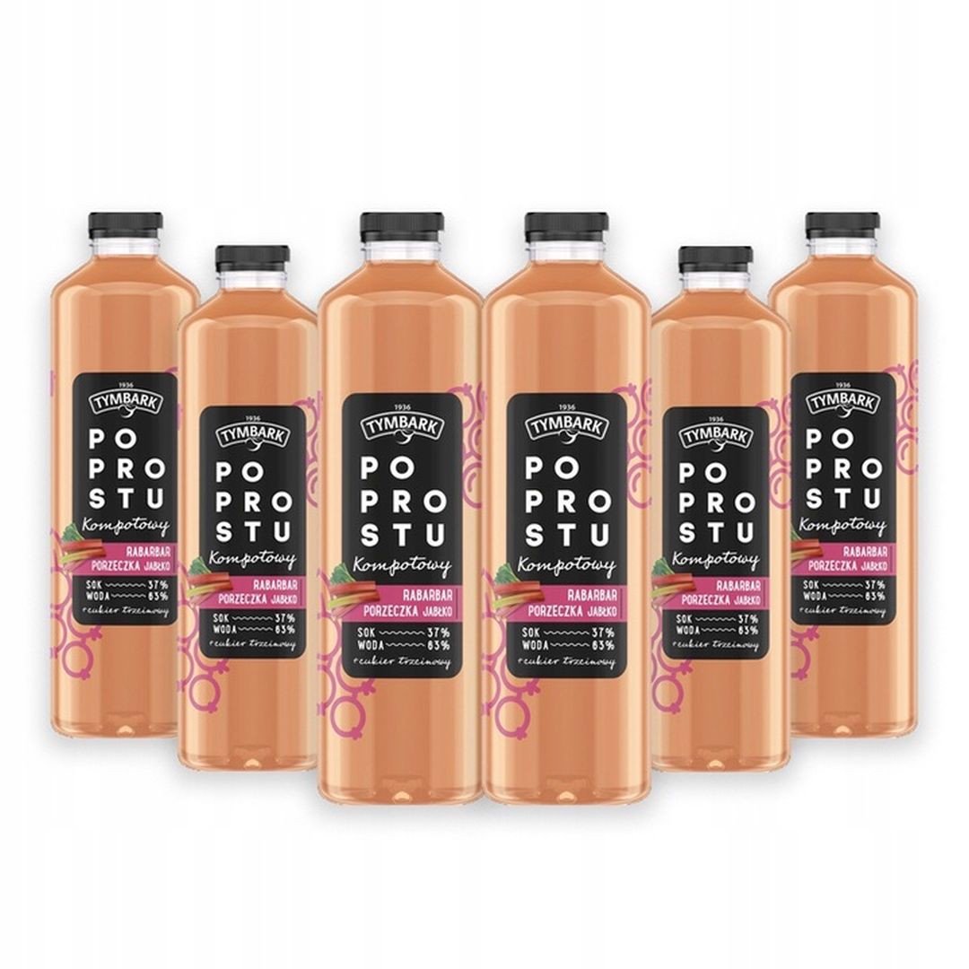 Tymbark Po Prostu Kompotowy Rabarbar Porzeczka Jabłko 1,25l x 6 sztuk