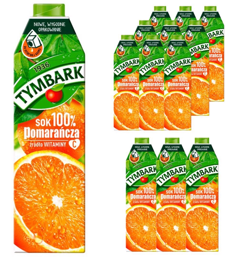 Tymbark Sok 100% pomarańcza 1 l x12 sztuk