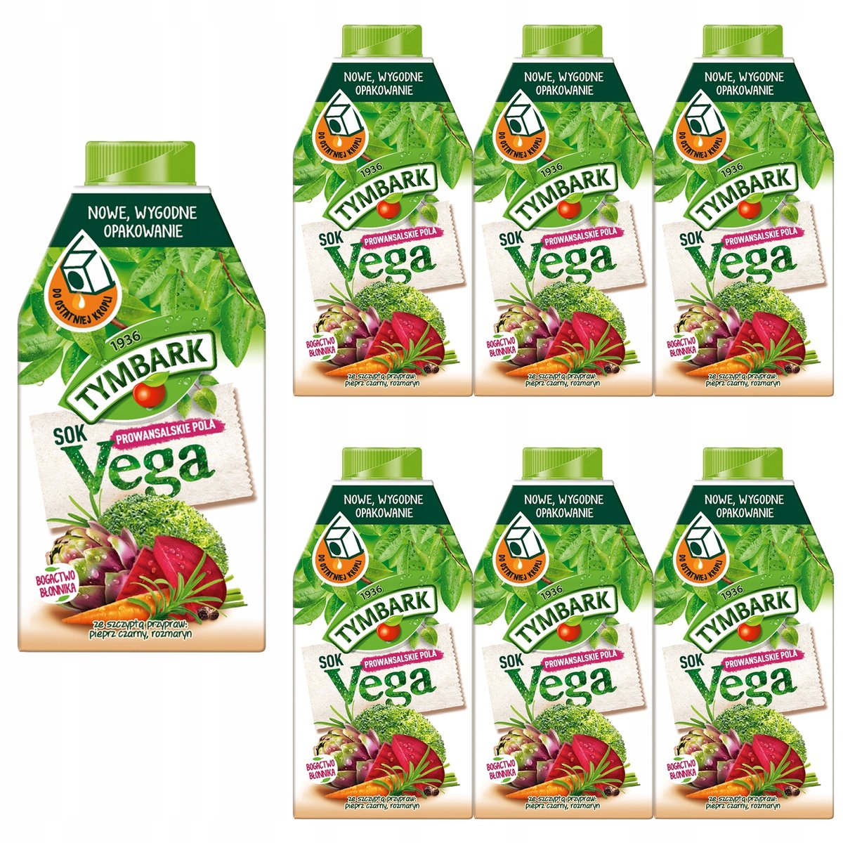 Tymbark Vega Sok z warzyw i owoców prowansalskie pola 500 ml x 6 sztuk