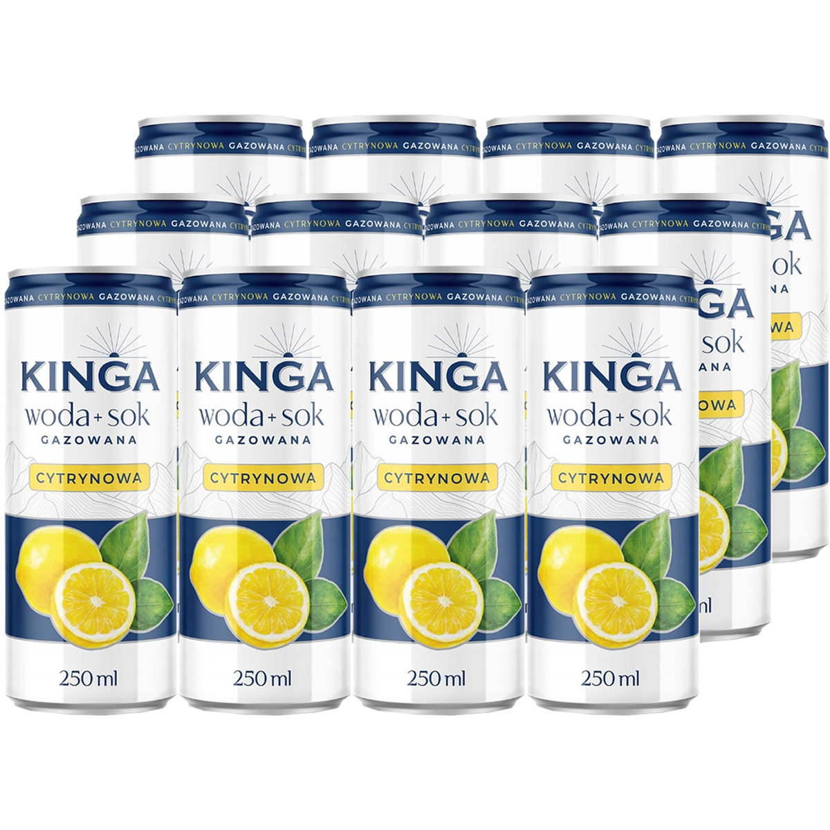 Kinga Napój woda + sok gazowana cytrynowa 250 ml x 12 sztuk