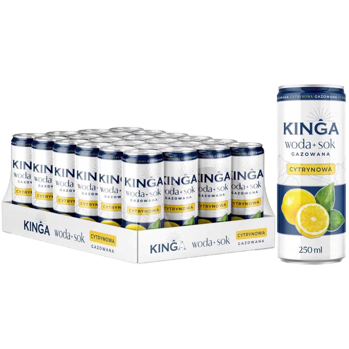 Kinga Napój woda + sok gazowana cytrynowa 250 ml x 24 sztuki