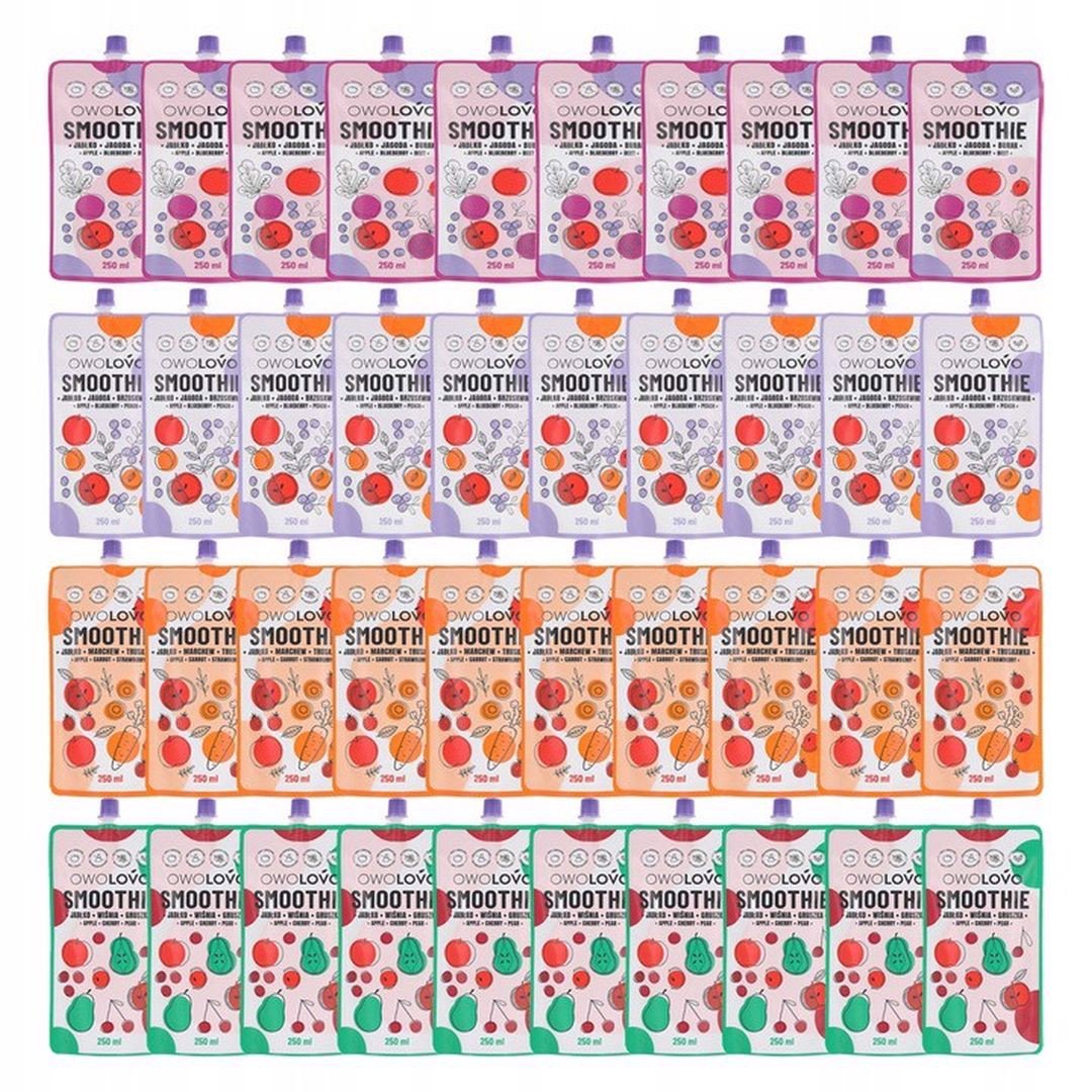 Owolovo Smoothie Mix 4 smaków 250 ml x 40 sztuk