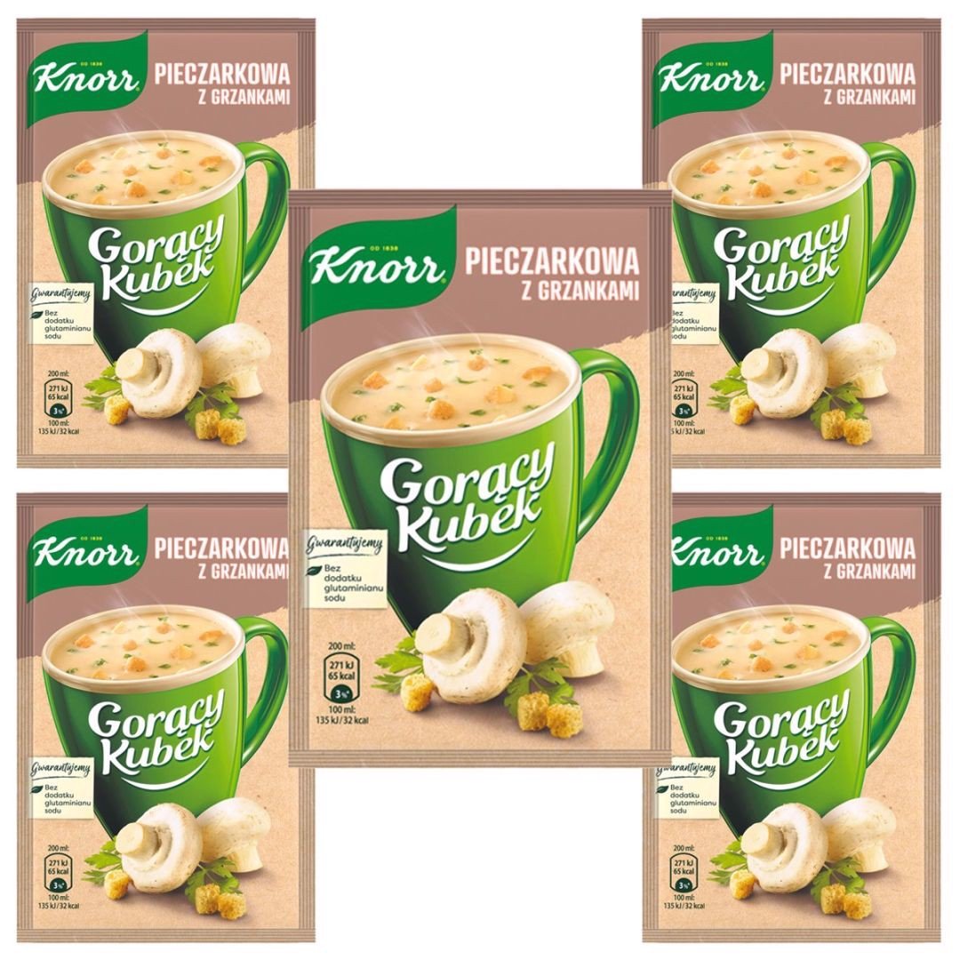 Knorr Gorący Kubek Pieczarkowa z grzankami 15 g x 5 sztuk