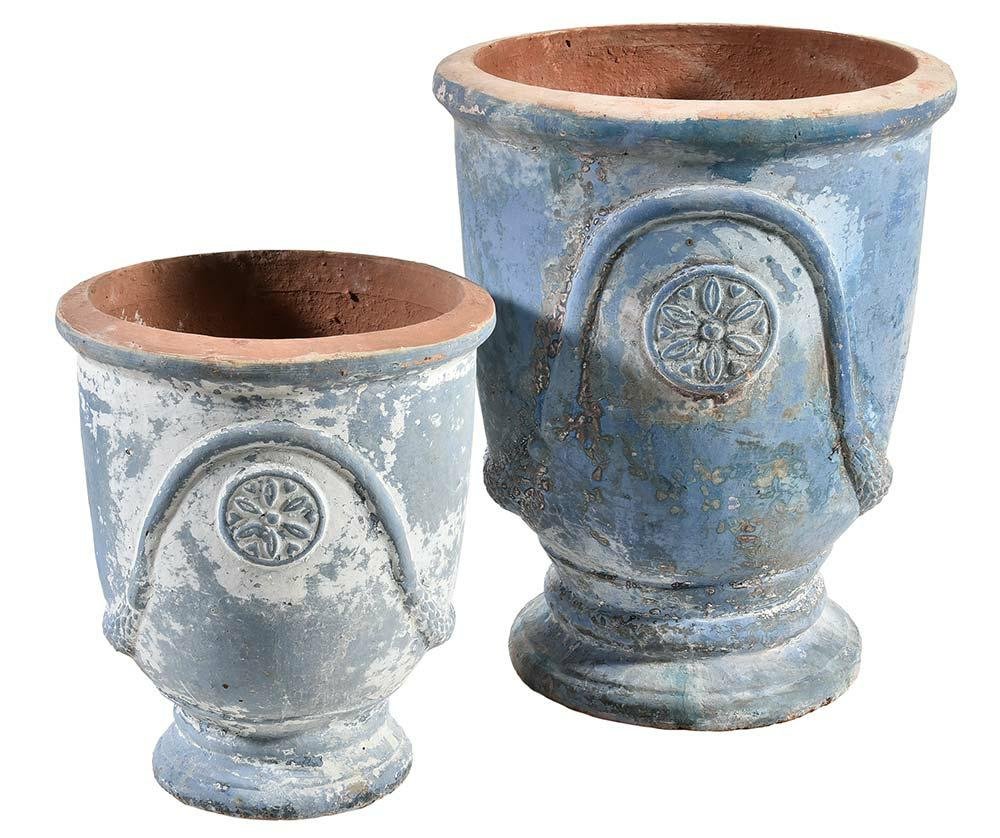 Garden Old Donica antic blue, duże puchary ceramiczne kpl. 2 szt.