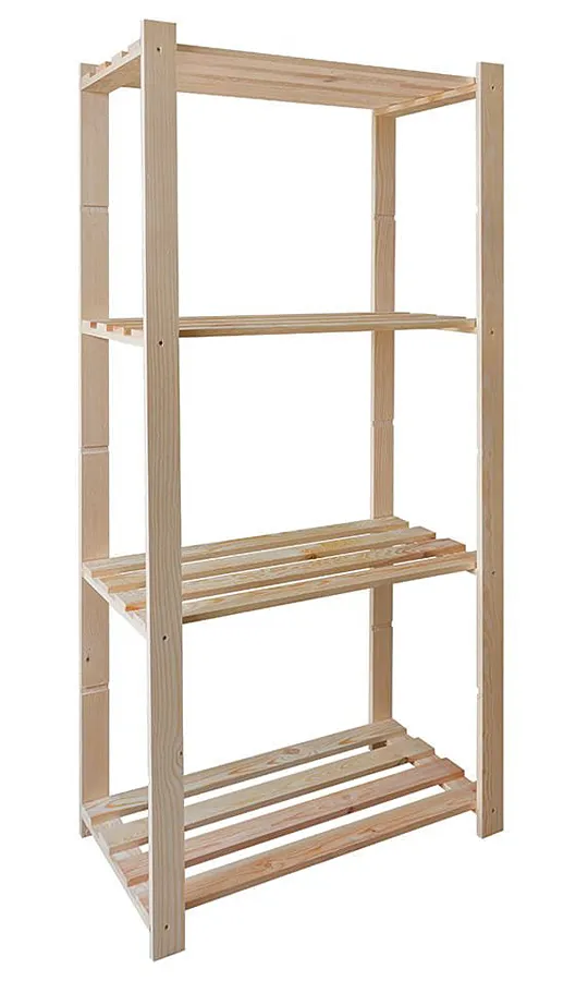 Drewniany regał z półkami do piwnicy S8-R19