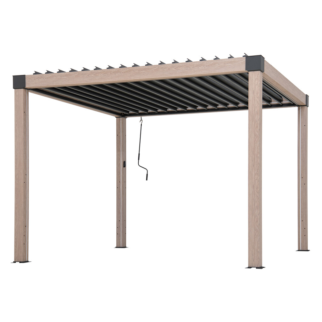 Pergola ogrodowa 3x3m imitacja drewna LED Sunjoy