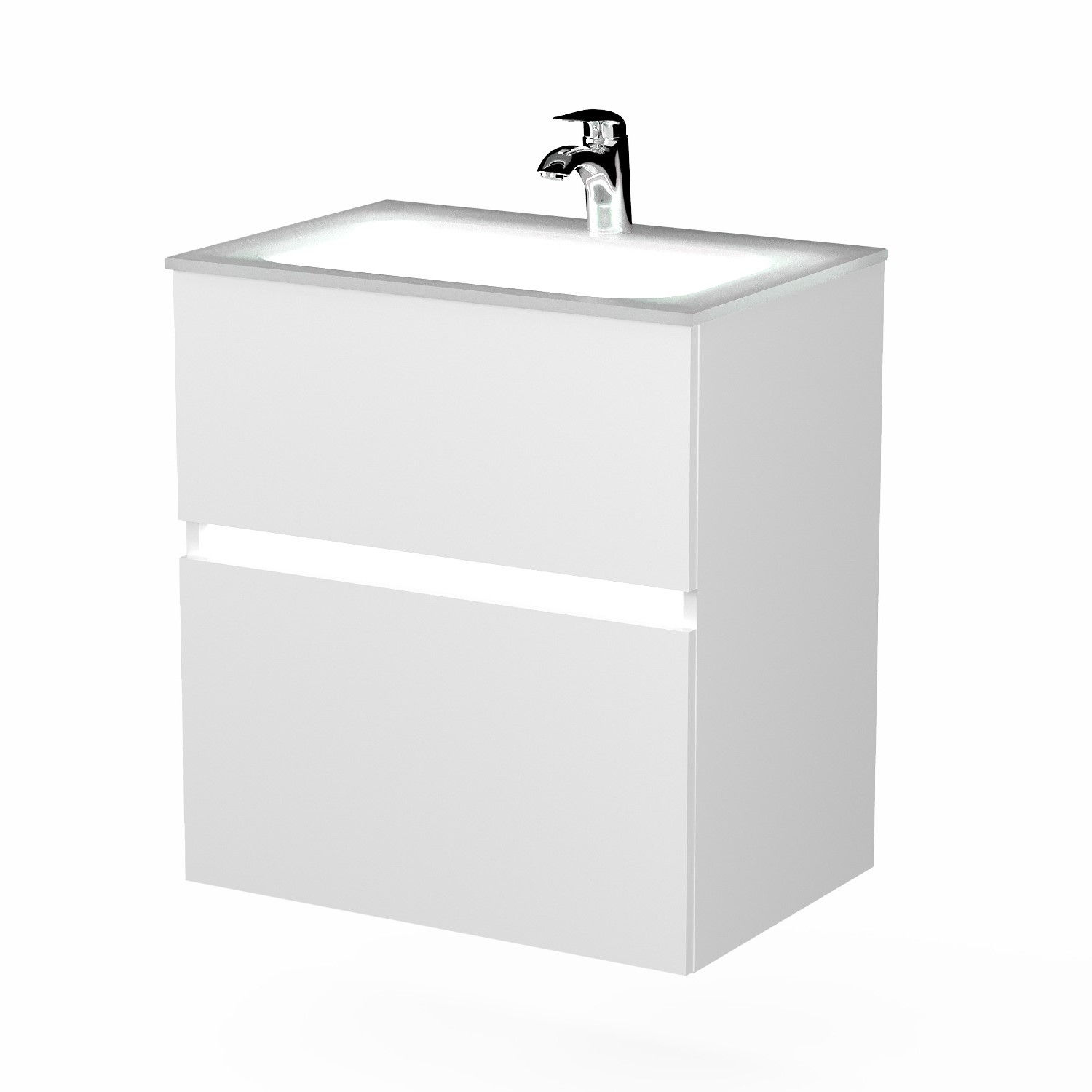 Szafka łazienkowa pod umywalkę led Krofam Neo 60 cm biały połysk 160-0001