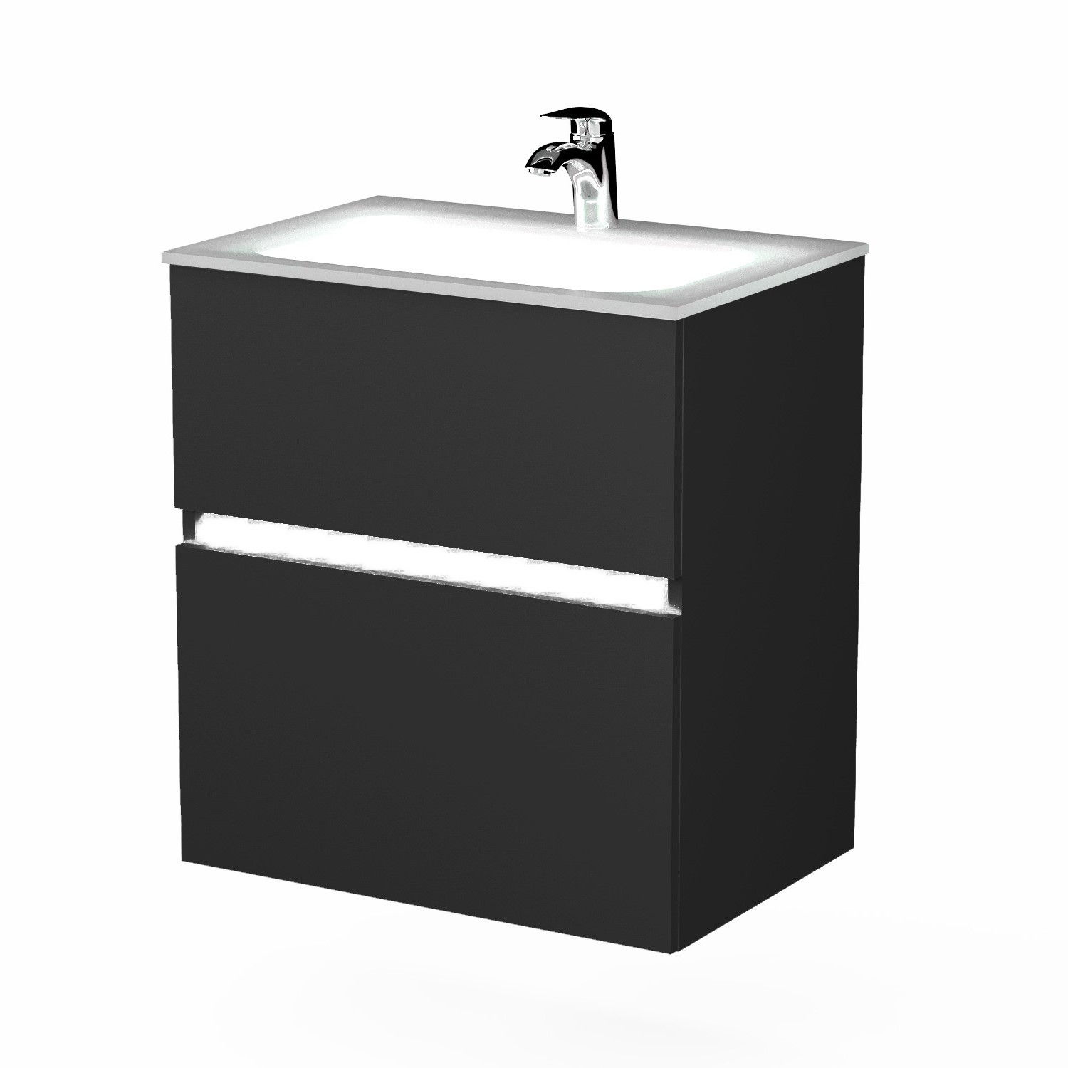 Szafka łazienkowa pod umywalkę led Krofam Neo 60 cm czarny mat 160-0101