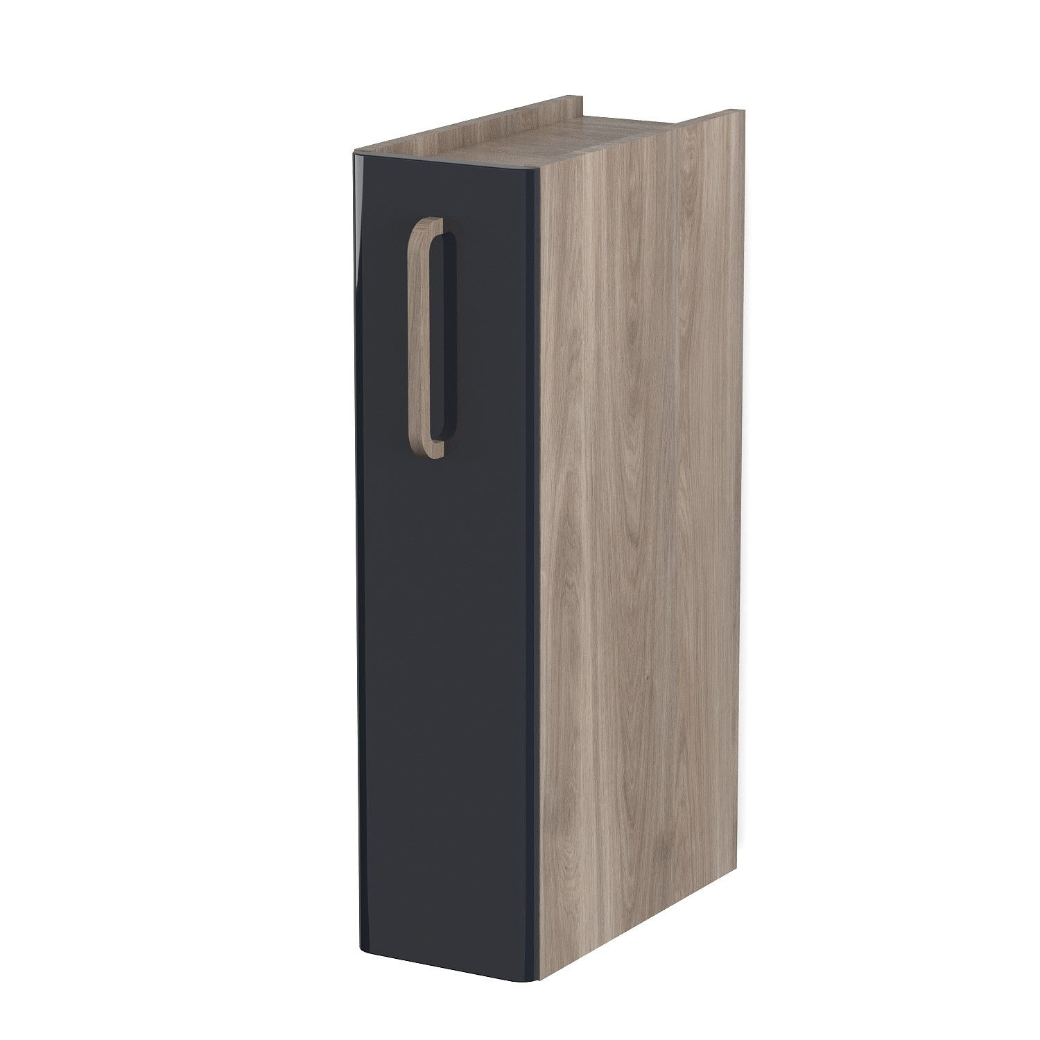Szafka łazienkowa z koszem cargo Krofam Comfy 20 cm dąb castello/antracyt połysk 147-0112