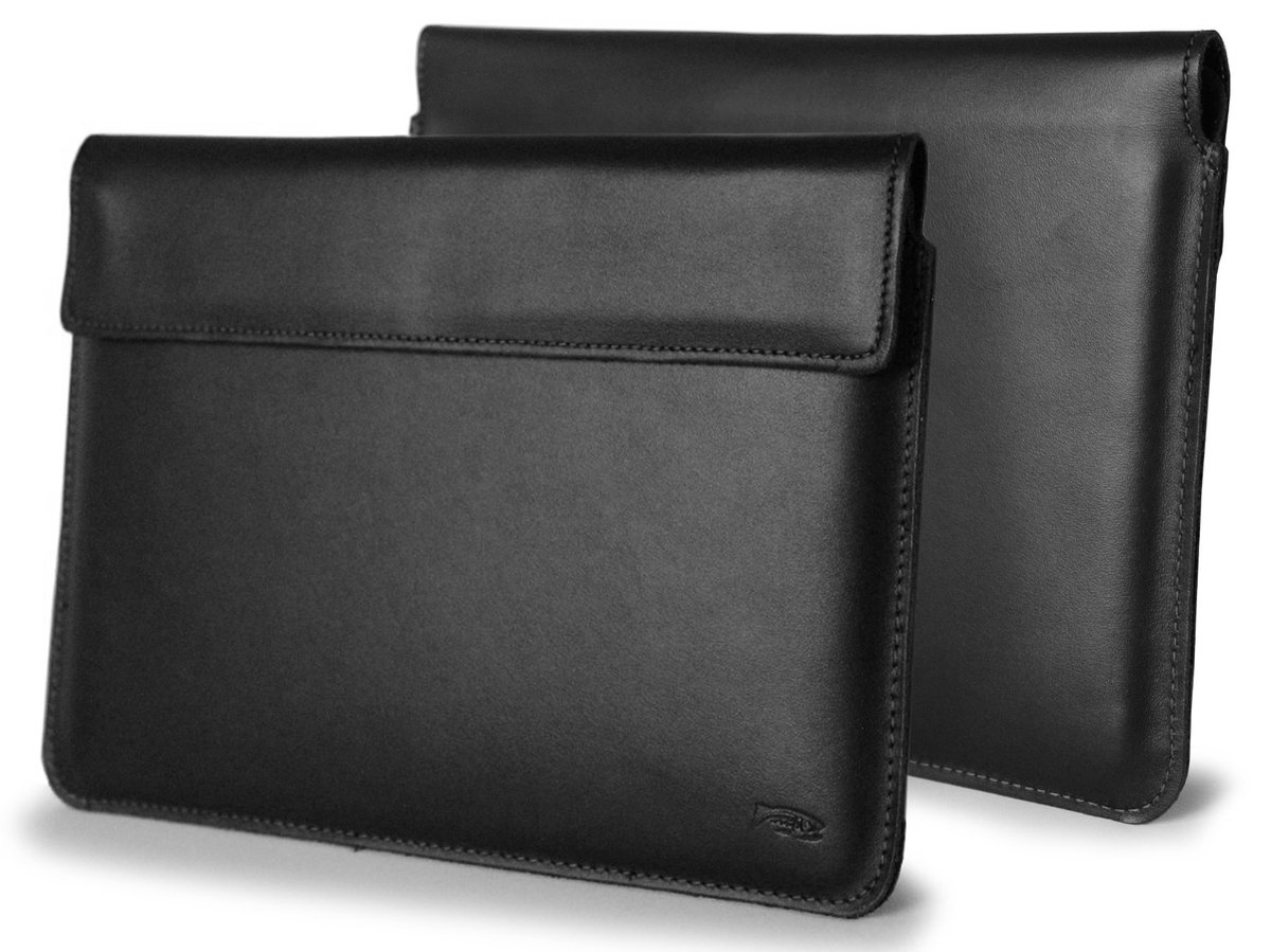LURESKO CLAYER XL+ Skórzane etui na tablet 290 x 212 x 9mm SAMSUNG HUAWEI LENOVO IPAD OPPO PAD HONOR REALME ONEPLUS (czarny gładki , czarna nić)