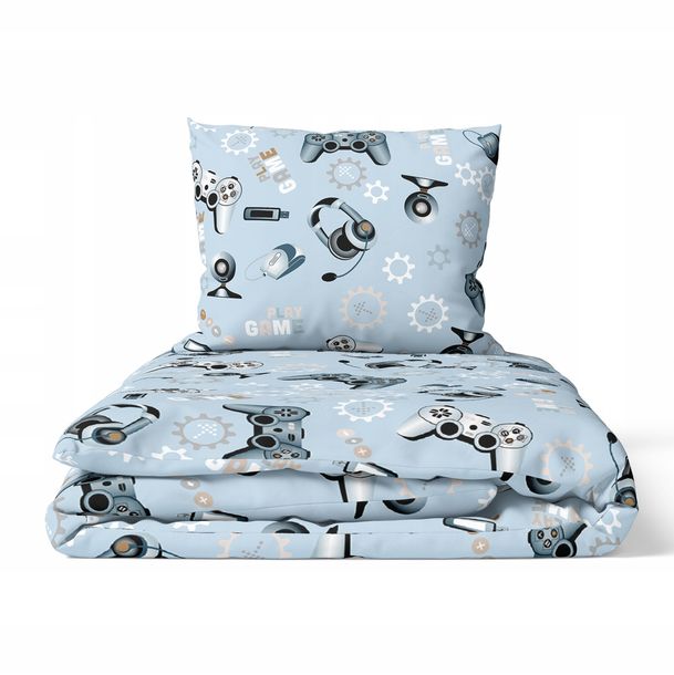 Pościel Dziecięca Bawełna 160x200 + 70x80 Certyfikat - Game Light