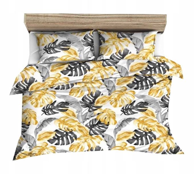 POŚCIEL Z KORY 200x220cm PREMIUM 100% BAWEŁNA KORA Białe liście 3D