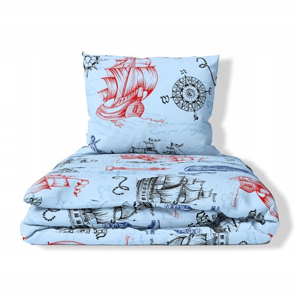 POŚCIEL Z KORY 160x200 + 2x70x80 POLSKI PRODUKT WZORY BIELAWA bałtyk niebie