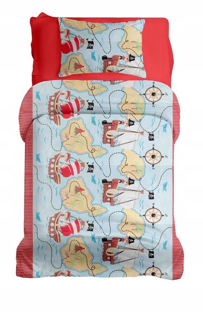 Pościel DZIECIĘCA 160x200cm dla dziecka kolorowa Piraci poziom