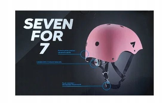 ﻿Kask Rowerowy na Deskorolkę Rolki Wrotki roz. S Seven For 7 Różowy