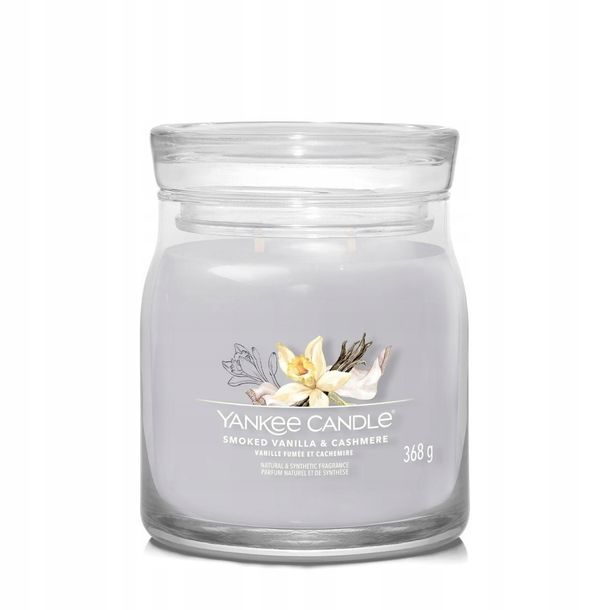 ﻿Yankee Candle SIGNATURE świeca zapachowa średnia SMOKED VANILLA & CASHMERE