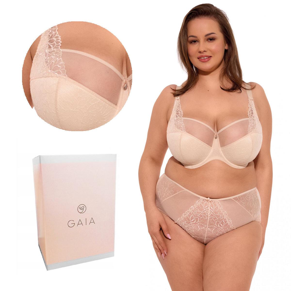 Biustonosz z koronką Semi-Soft Maja MAXI 1300 półusztywniany beżowy  80K