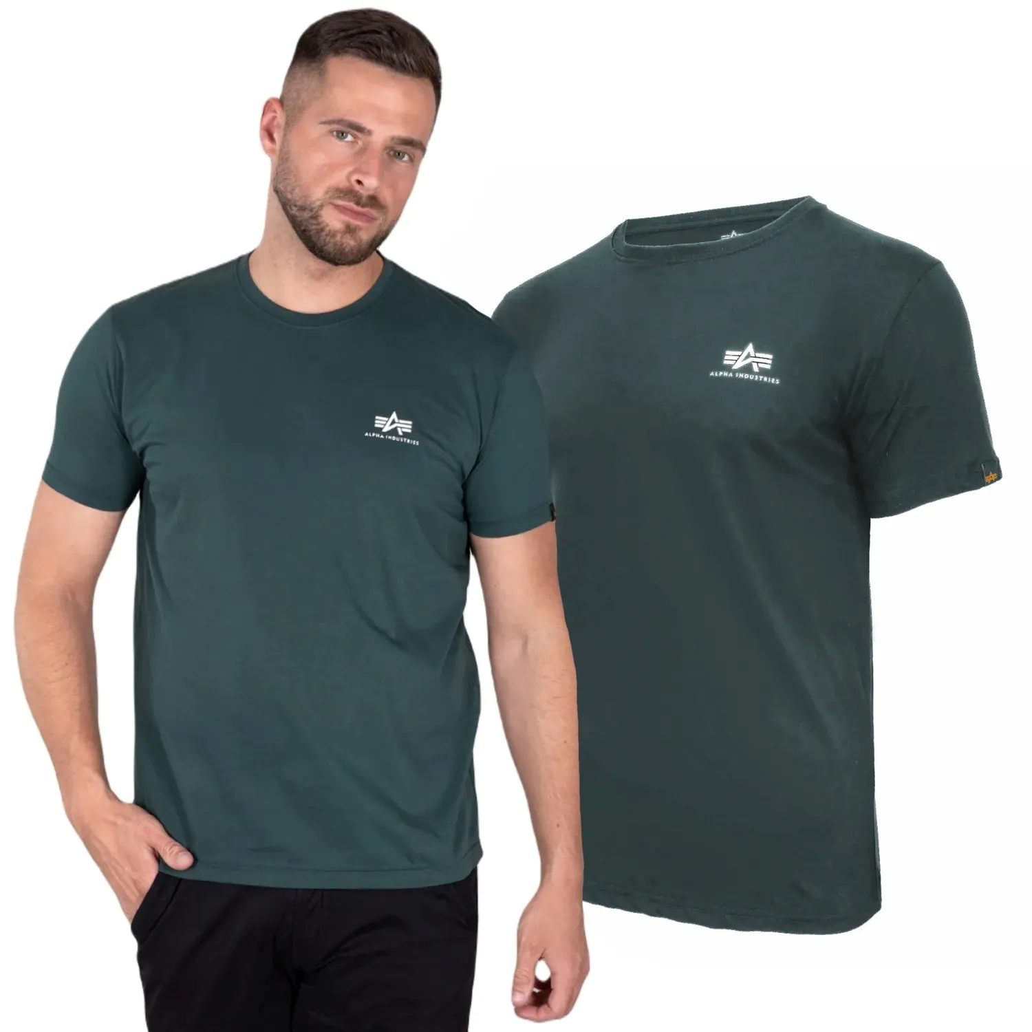 Alpha Industries Koszulka Small Logo Basic 188505 610 - Navy Green