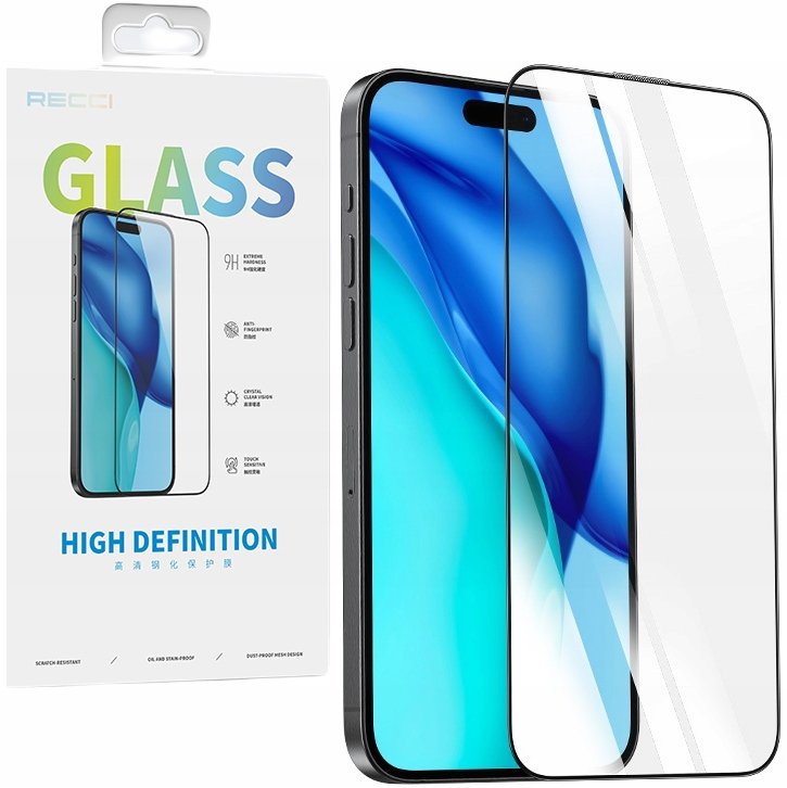 SZKŁO HARTOWANE 9H DO iphone 15 PRO NA CAŁY EKRAN SZYBKA PEŁNE RECCI