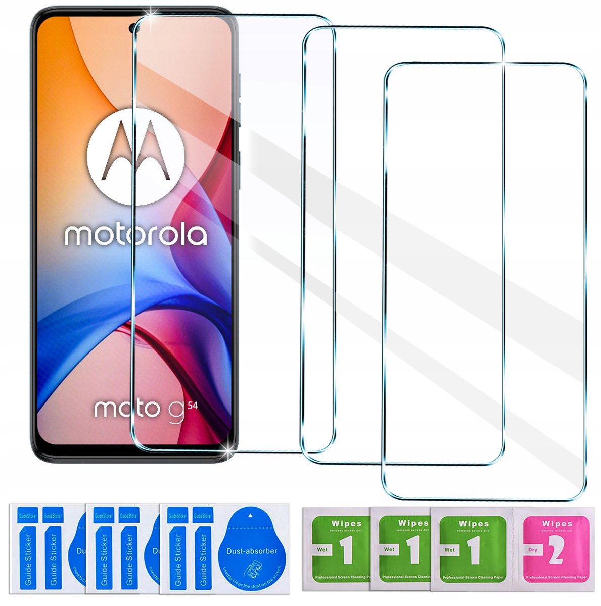 3x SZKŁO HARTOWANE 9H OCHRONNE SZYBKA do Motorola Moto G54
