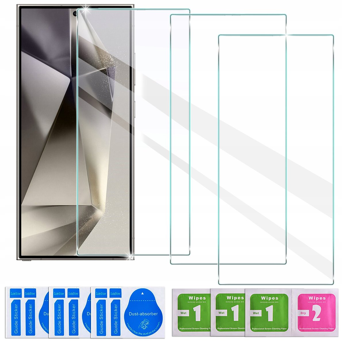 3x SZKŁO HARTOWANE do Samsung Galaxy S24 Ultra SZYBKA 9H | zestaw 3 sztuk