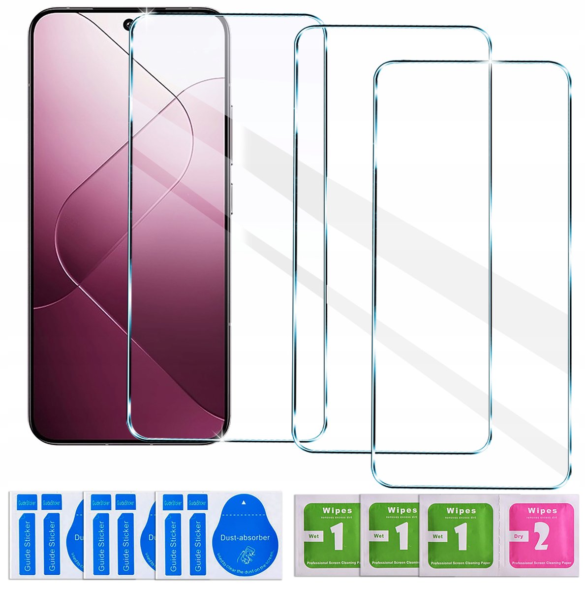 3x SZKŁO HARTOWANE do Xiaomi 14 SZYBKA 9H | zestaw 3 sztuk