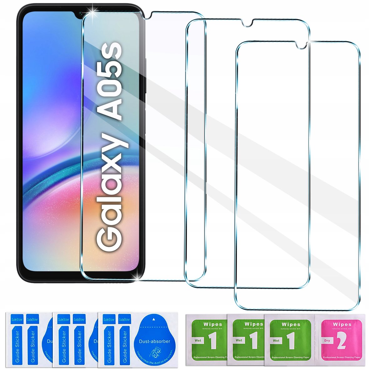 3x SZKŁO HARTOWANE do Samsung Galaxy A05s SZYBKA 9H | zestaw 3 sztuk