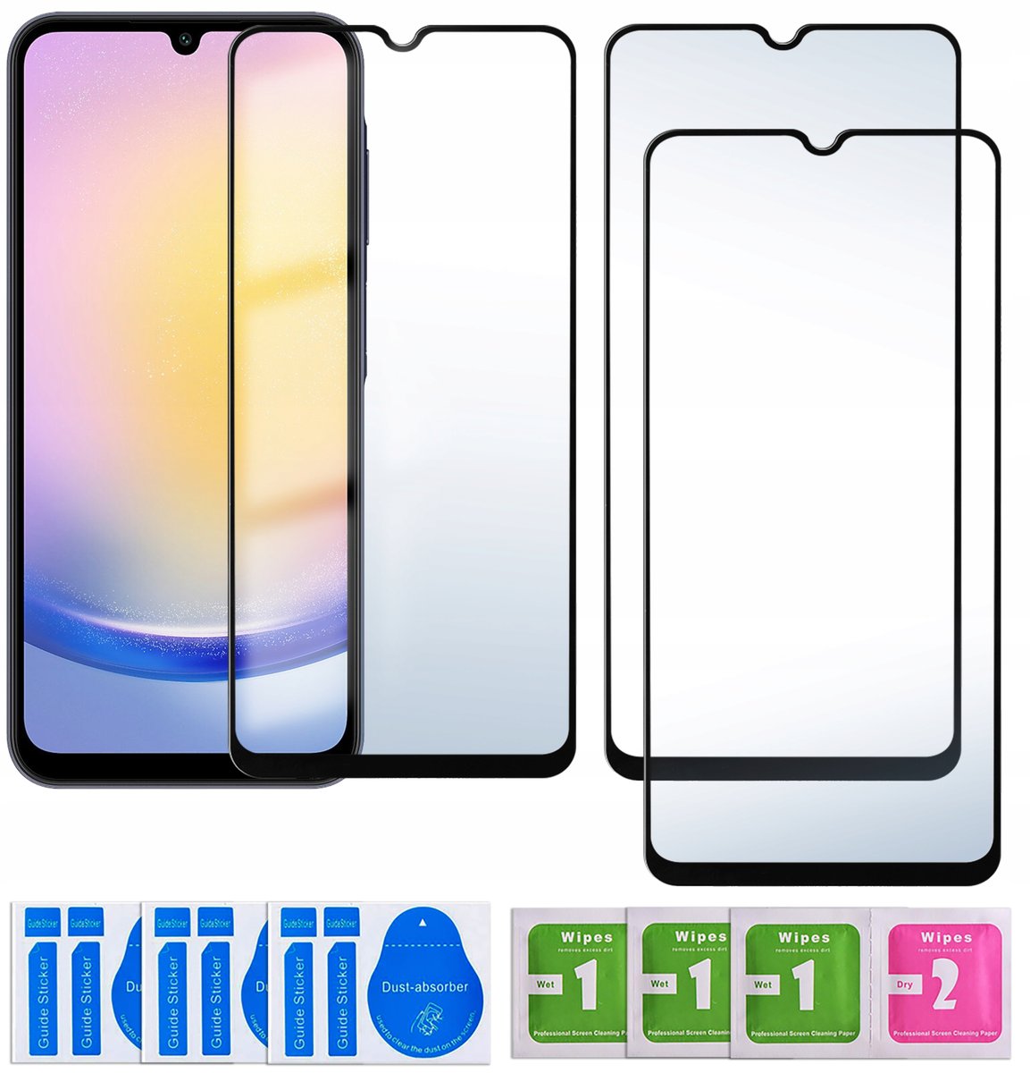 3x SZKŁO HARTOWANE do Samsung Galaxy A25 5G PEŁNE CAŁY EKRAN |zestaw 3
