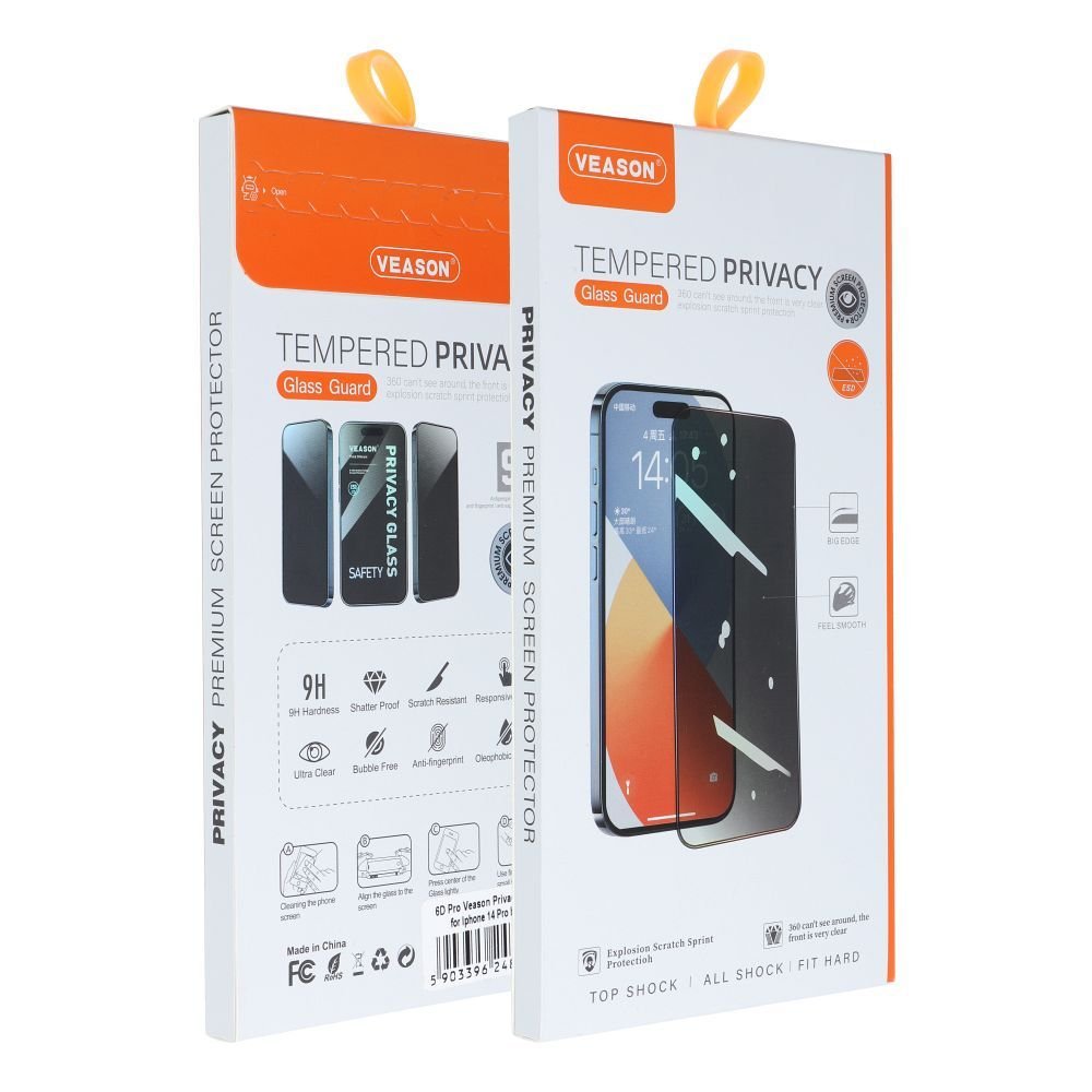 Szkło Hartowane 6D Pro Veason Privacy Glass - do Iphone X / XS / 11 Pro czarny
