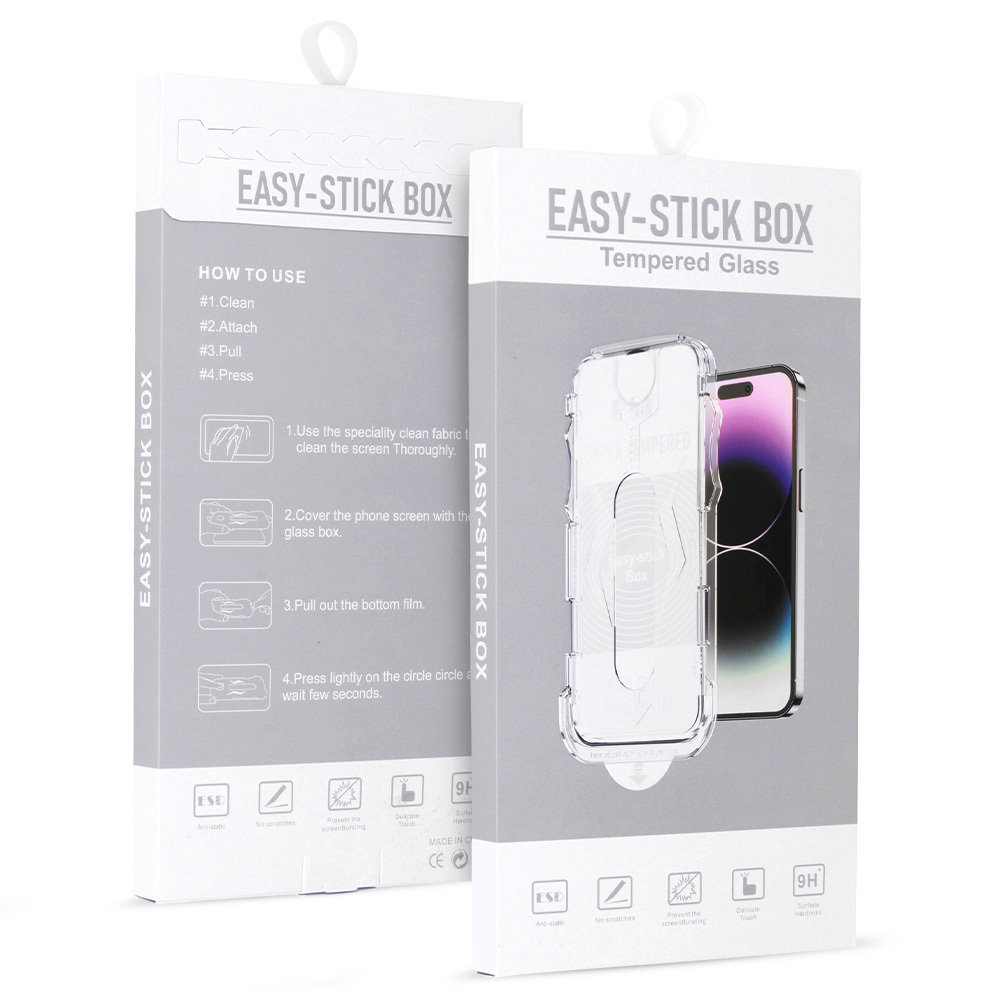 Hartowane szkło Full Glue Easy-Stick Box do IPHONE 15 PLUS CZARNY