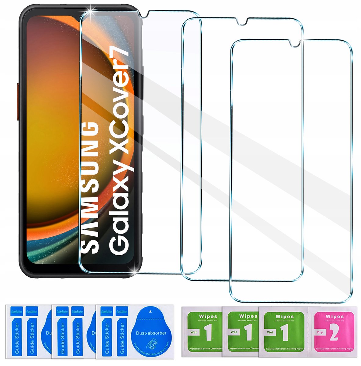 3x SZKŁO HARTOWANE do Samsung Galaxy Xcover 7 SZYBKA 9H |zestaw 3 sztuk